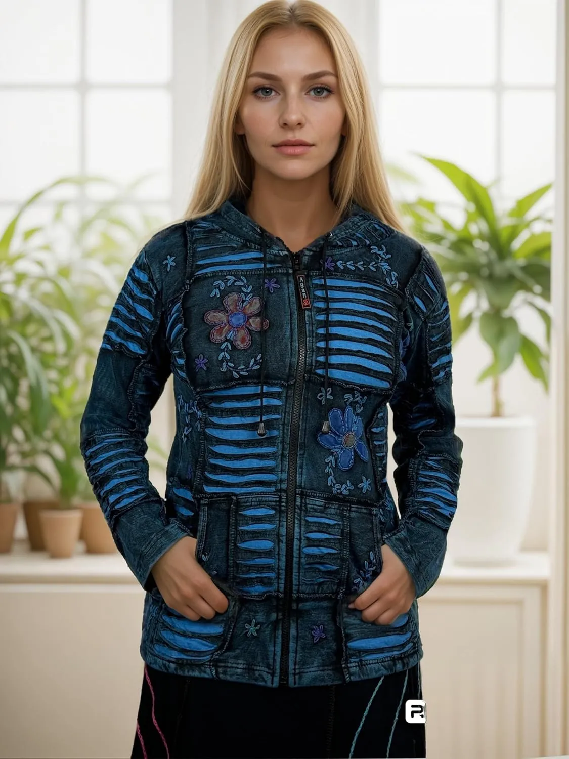 Agan Traders 2025 Summer Tie-Dye Patch Embroidered Women's Hoodie Jacket - A Free-Spirited Fashion Women's Zip-Up Hoodie