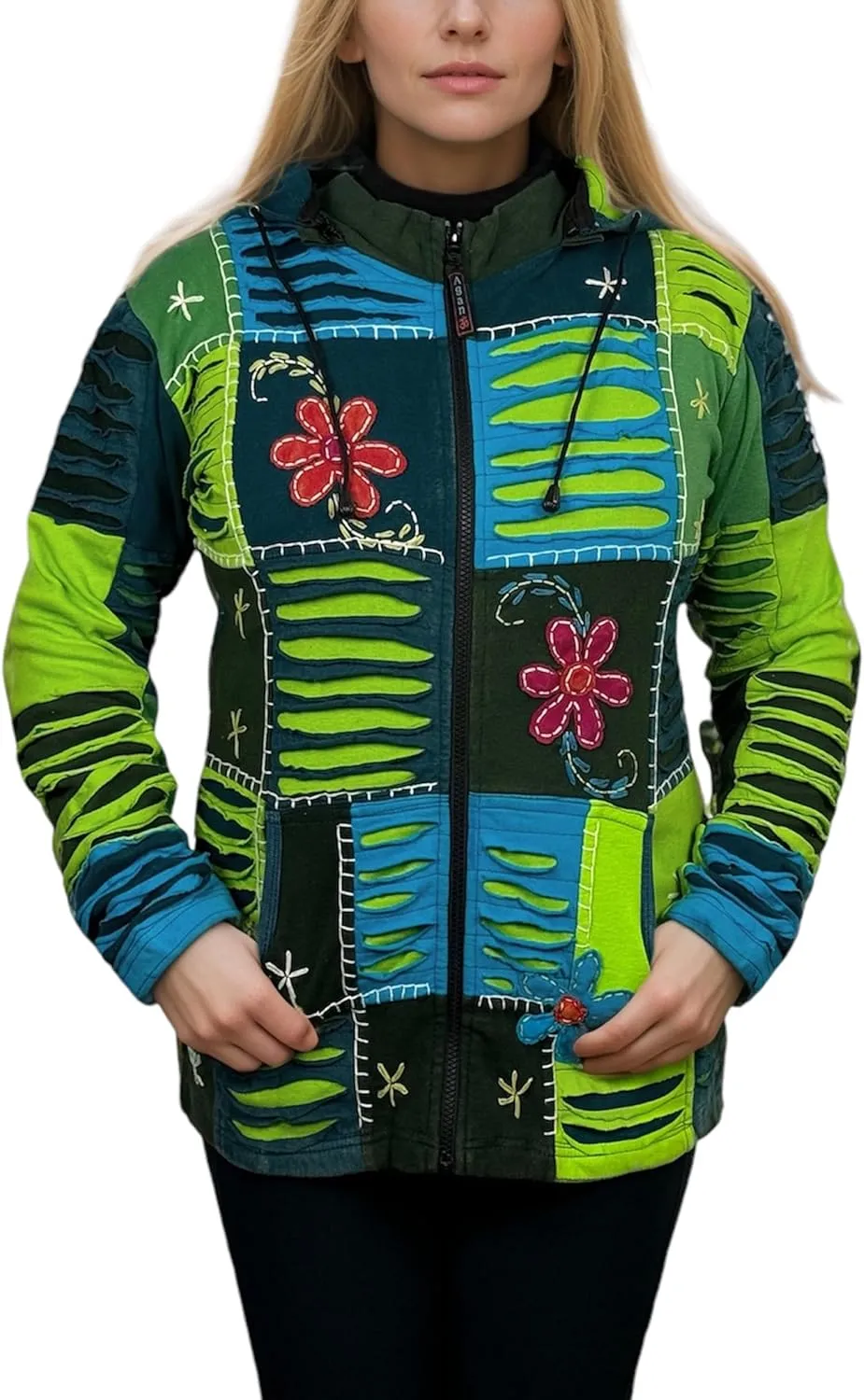 Agan Traders 2025 Summer Tie-Dye Patch Embroidered Women's Hoodie Jacket - A Free-Spirited Fashion Women's Zip-Up Hoodie