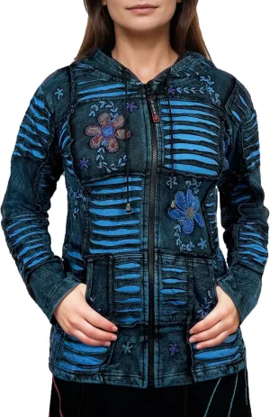 Agan Traders 2025 Summer Tie-Dye Patch Embroidered Women's Hoodie Jacket - A Free-Spirited Fashion Women's Zip-Up Hoodie