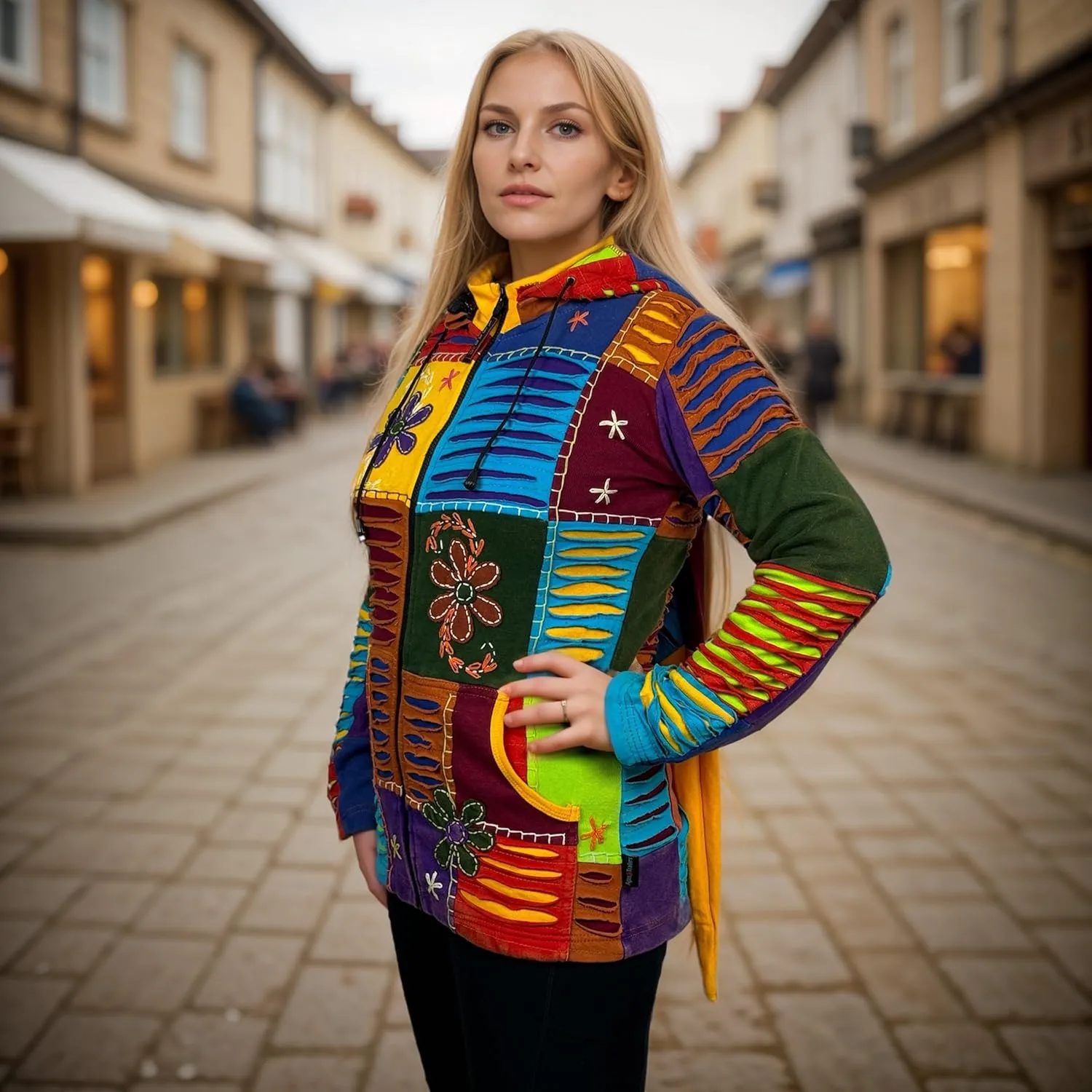 Agan Traders 2025 Summer Tie-Dye Patch Embroidered Women's Hoodie Jacket - A Free-Spirited Fashion Women's Zip-Up Hoodie