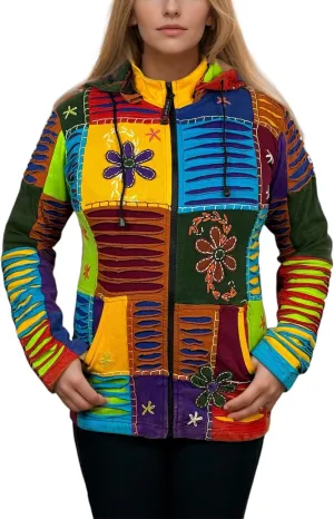 Agan Traders 2025 Summer Tie-Dye Patch Embroidered Women's Hoodie Jacket - A Free-Spirited Fashion Women's Zip-Up Hoodie