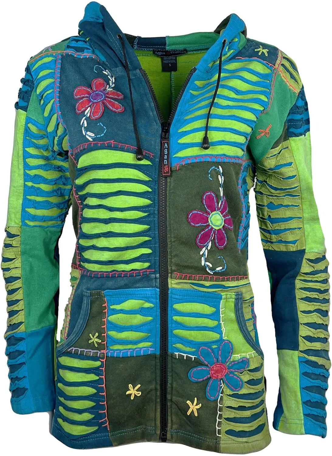 Agan Traders 2025 Summer Tie-Dye Patch Embroidered Women's Hoodie Jacket - A Free-Spirited Fashion Women's Zip-Up Hoodie