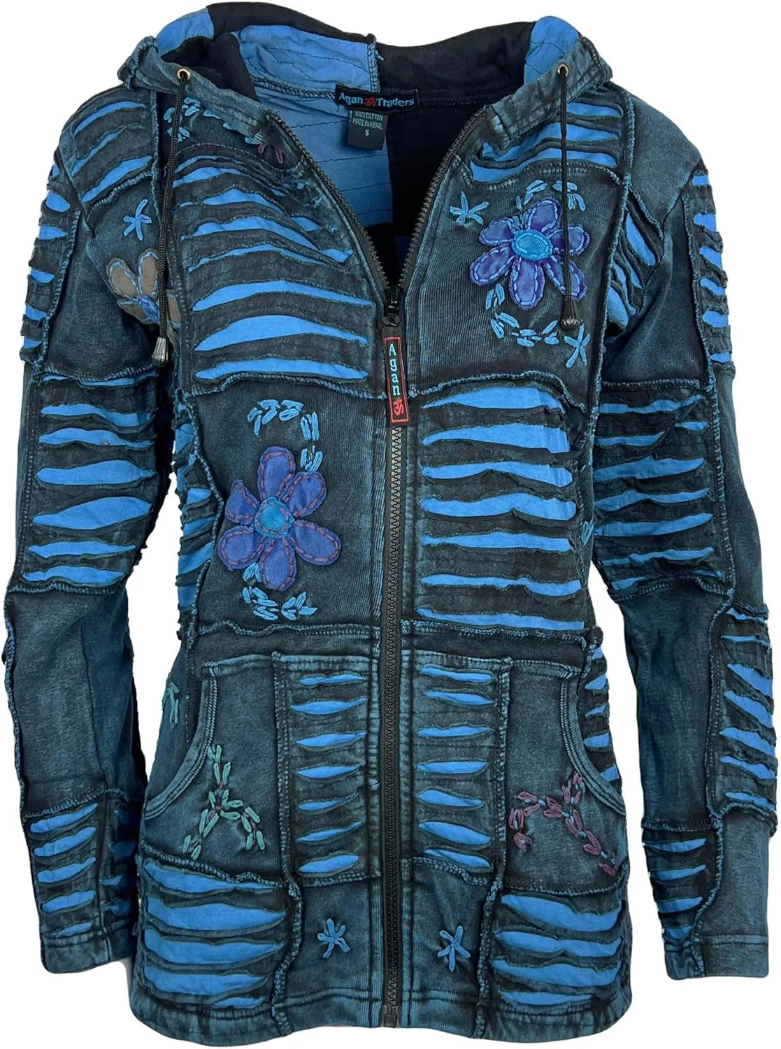 Agan Traders 2025 Summer Tie-Dye Patch Embroidered Women's Hoodie Jacket - A Free-Spirited Fashion Women's Zip-Up Hoodie