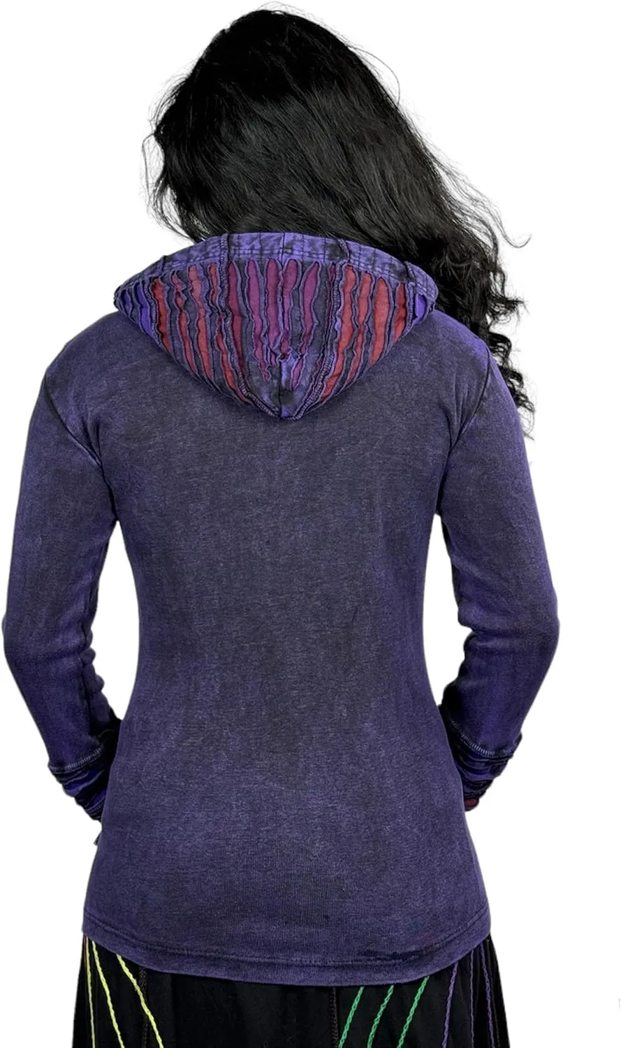 Agan Traders Boho 2025 Summer Tie Dye Stonewashed Embroidered Jacket for Women - Patchwork Gypsy Hippie Rib Sweatshirt Hoodie