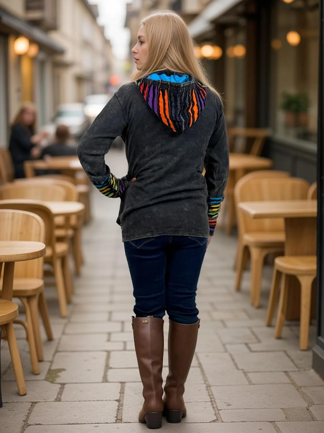 Agan Traders Boho 2025 Summer Tie Dye Stonewashed Embroidered Jacket for Women - Patchwork Gypsy Hippie Rib Sweatshirt Hoodie