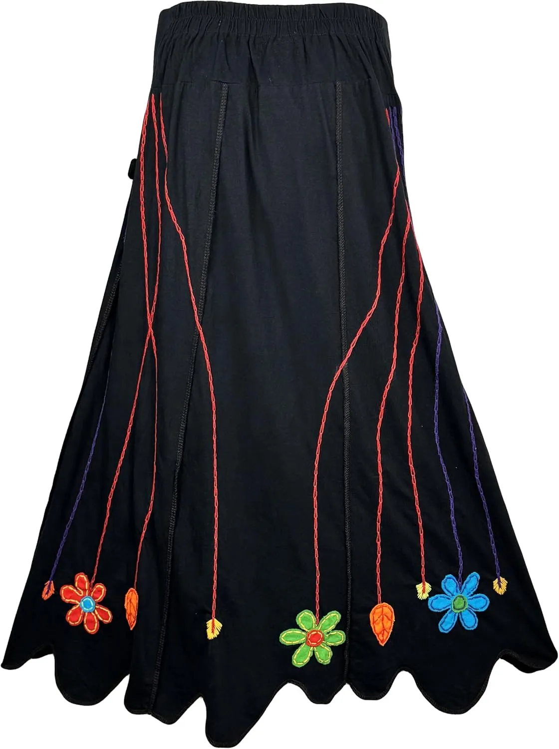 Agan Traders Women's 2025 Summer Waistband Elastic Knit Cotton Light Weight Fall Uneven Hem Skirt Maxi