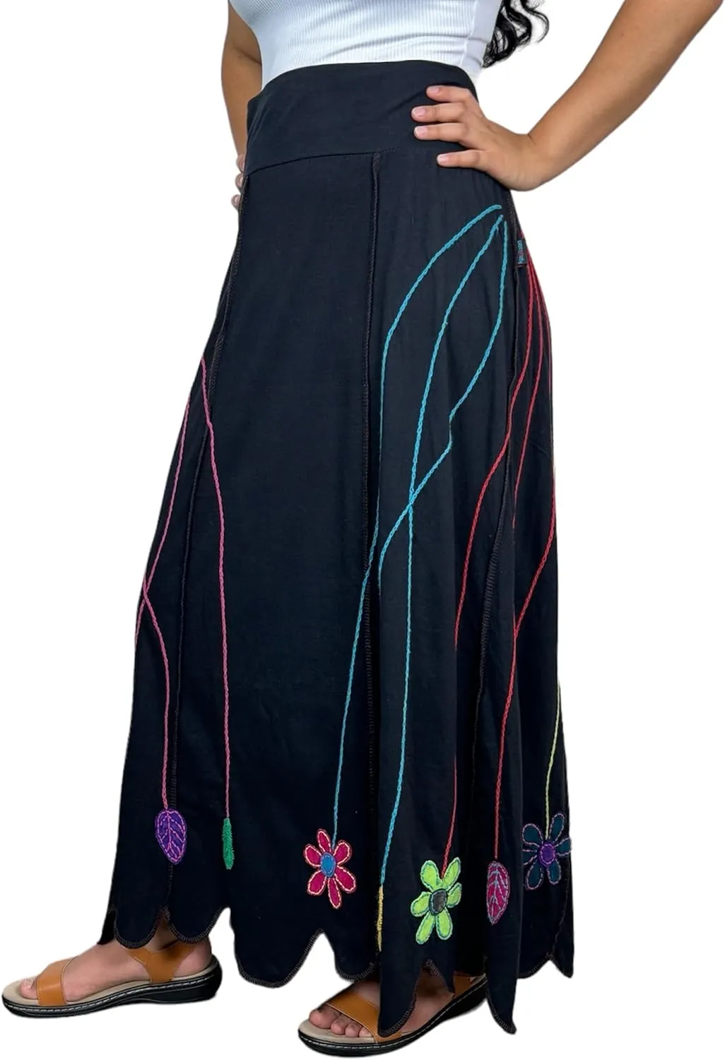 Agan Traders Women's 2025 Summer Waistband Elastic Knit Cotton Light Weight Fall Uneven Hem Skirt Maxi