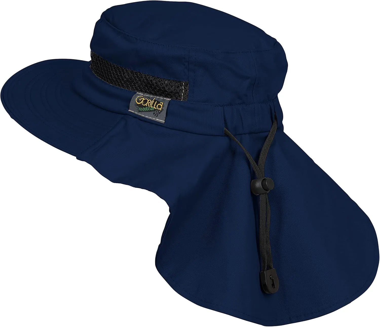 Albany Farms Cotton Fishing and Hiking UPF 50  Sun Hat, Wide Brim with Neck Flap, Breathable, Boonie Hat Bucket Cap (Navy, Large), Large-X-Large