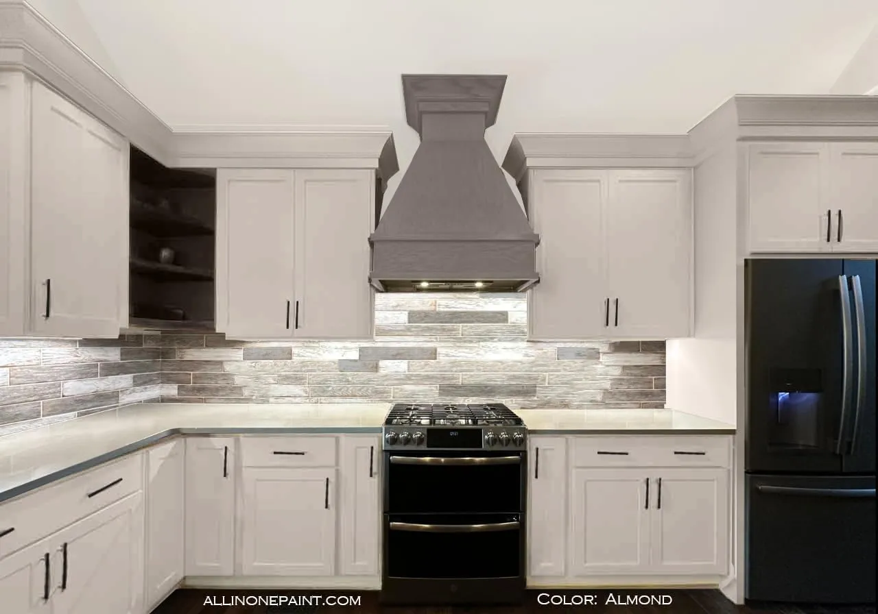 ALL-IN-ONE Paint, Durable cabinet and furniture paint. Built in primer and top coat, no sanding needed. Includes our 30 featured color card - Almond, Quart