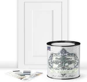 ALL-IN-ONE Paint, Durable cabinet and furniture paint. Built in primer and top coat, no sanding needed. Includes our 30 featured color card - Cashmere, Quart
