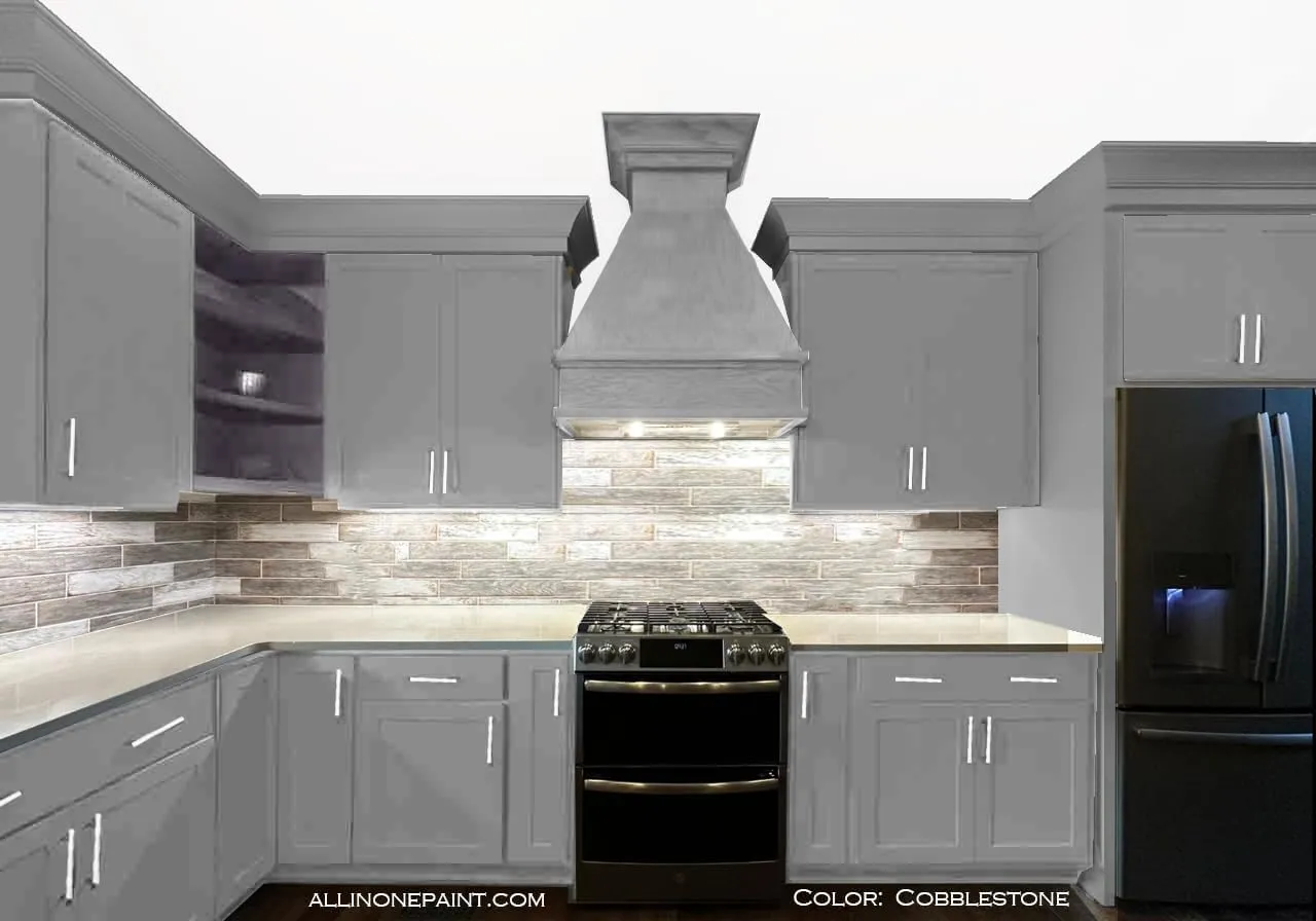 ALL-IN-ONE Paint, Durable cabinet and furniture paint. Built in primer and top coat, no sanding needed. Includes our 30 featured color card - Cobblestone, Quart