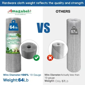 AMAGABELI GARDEN & HOME PVC Vinyl Coated Hardware Cloth 1/2 Inch 48inx100ft 19 Gauge Square Chicken Wire Fence Mesh Roll Raised Garden Bed Plant Supports Poultry Netting Cage Snake Fence