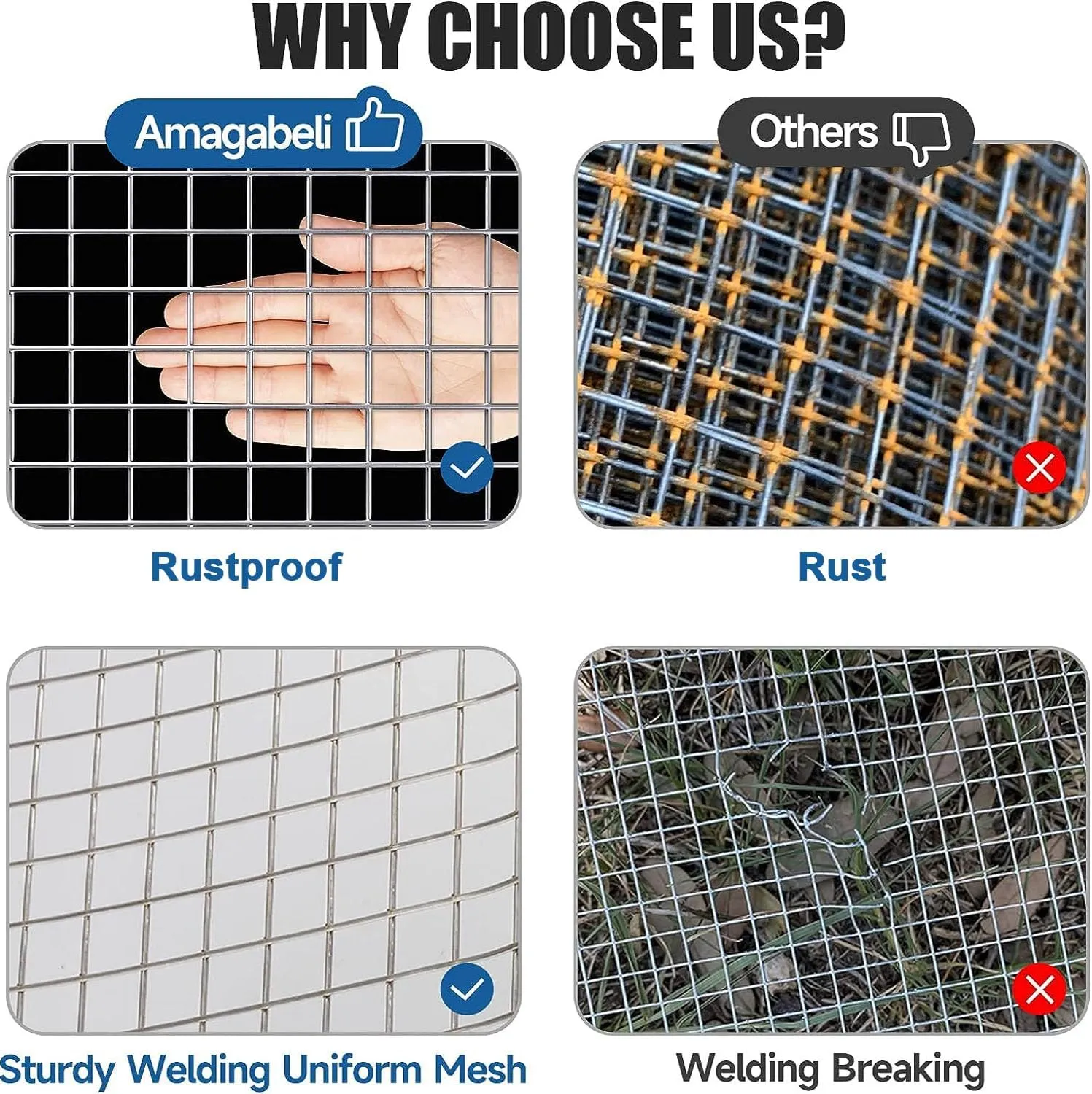 AMAGABELI GARDEN & HOME PVC Vinyl Coated Hardware Cloth 1/2 Inch 48inx100ft 19 Gauge Square Chicken Wire Fence Mesh Roll Raised Garden Bed Plant Supports Poultry Netting Cage Snake Fence