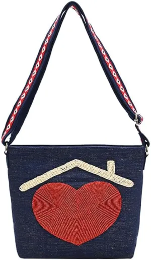 America & Beyond Faith Friends Crossbody – Hand-Beaded Bag with Embroidered Detailing and Adjustable Strap