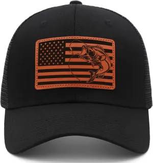 American Flag Fishing Trucker Hat for Dad Men Husband Grandpa Birthday Retirement Gifts Baseball Cap