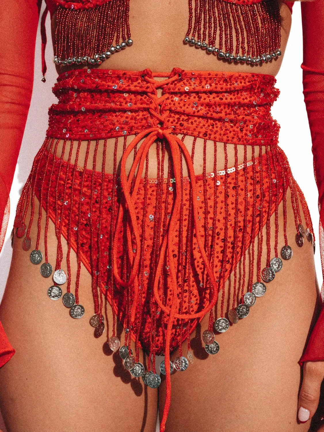AMETHYST SEQUIN SPARKLE BLOOMERS - RED