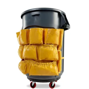 Amosfun Trash Can Tool Bag Commercial Products Supply Garbage Bin Mounted Cleaning Tools Bag for Organizing Spray Bottles Paper Towels Gloves Scrub Brush