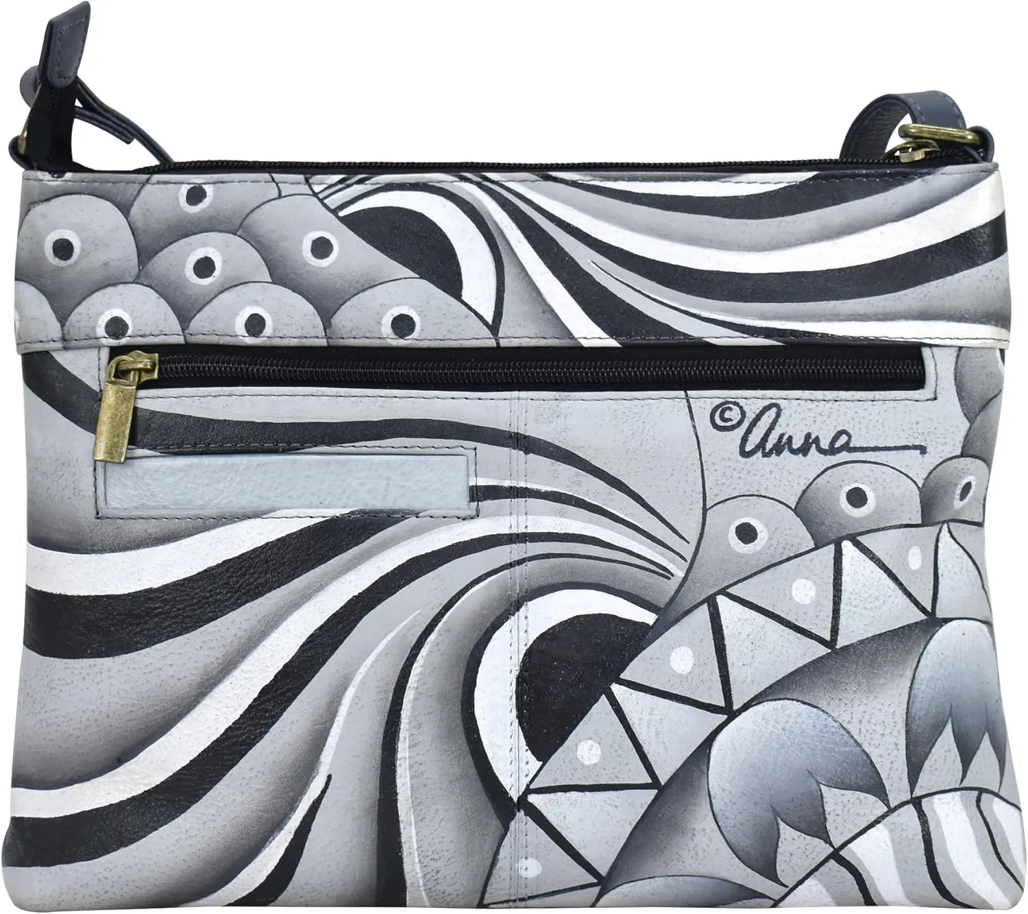 Anna by Anuschka Women Hand Painted Leather Medium Crossbody