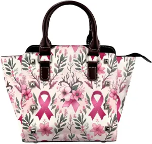 Antlers-Breast-Cancer Pu Leather Crossbody Studded Bag, Fashionable Shoulder Handbag With Detachable Shoulder Strap