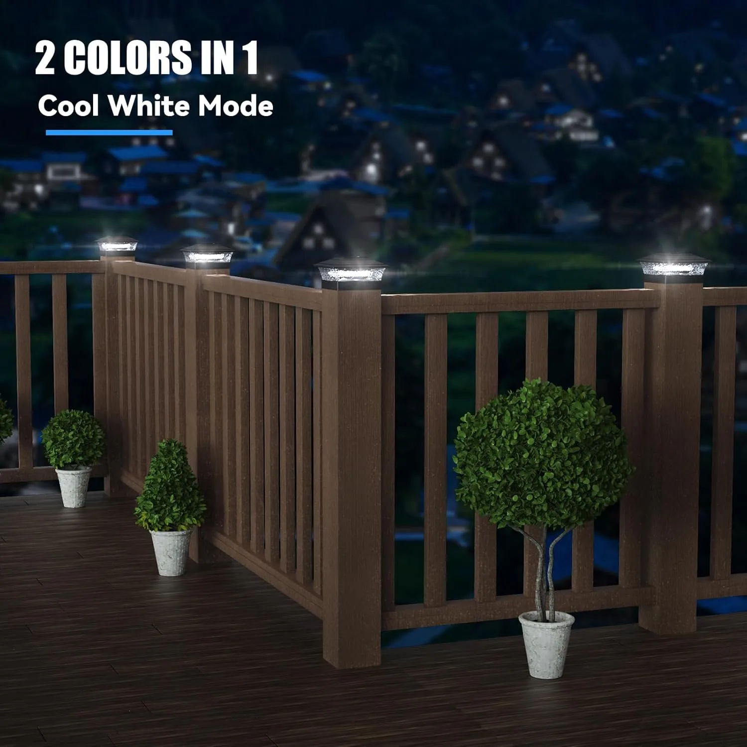 APONUO Solar Post Lights Outdoor, 2 Lighting Modes 16 LEDs Solar Post Cap Lights for 4x4 5x5 6x6 Vinyl Wooden Posts Waterproof Fence Post Lights Solar Powered for Deck/Fence/Porch (Black,6 Pack)