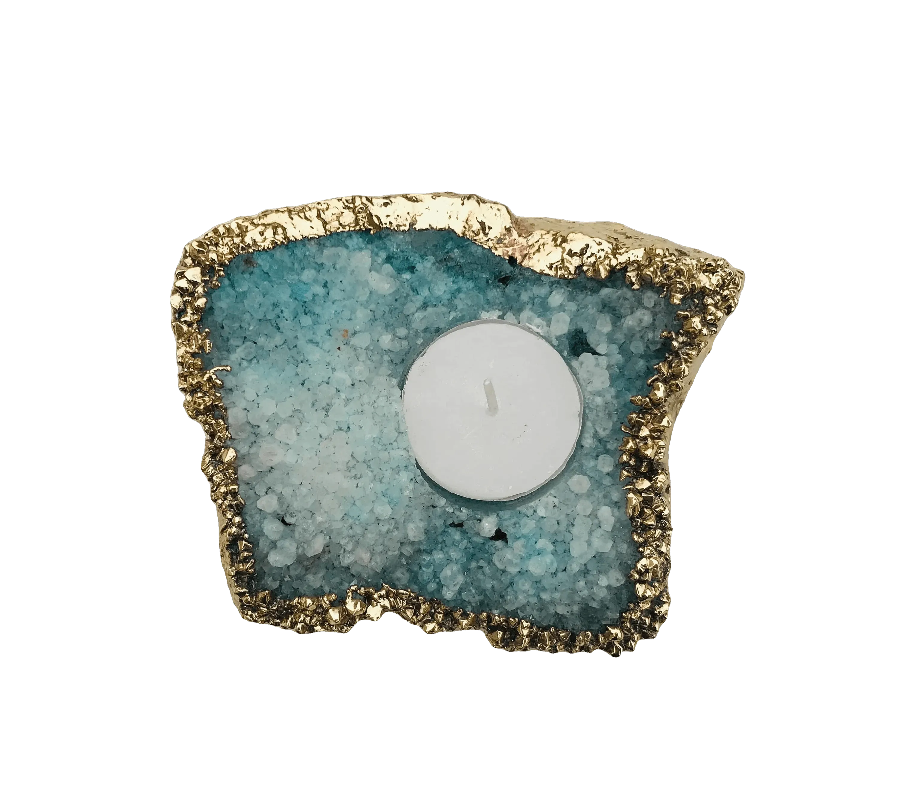 Aqua Agate Gemstone Taper Candle Holder