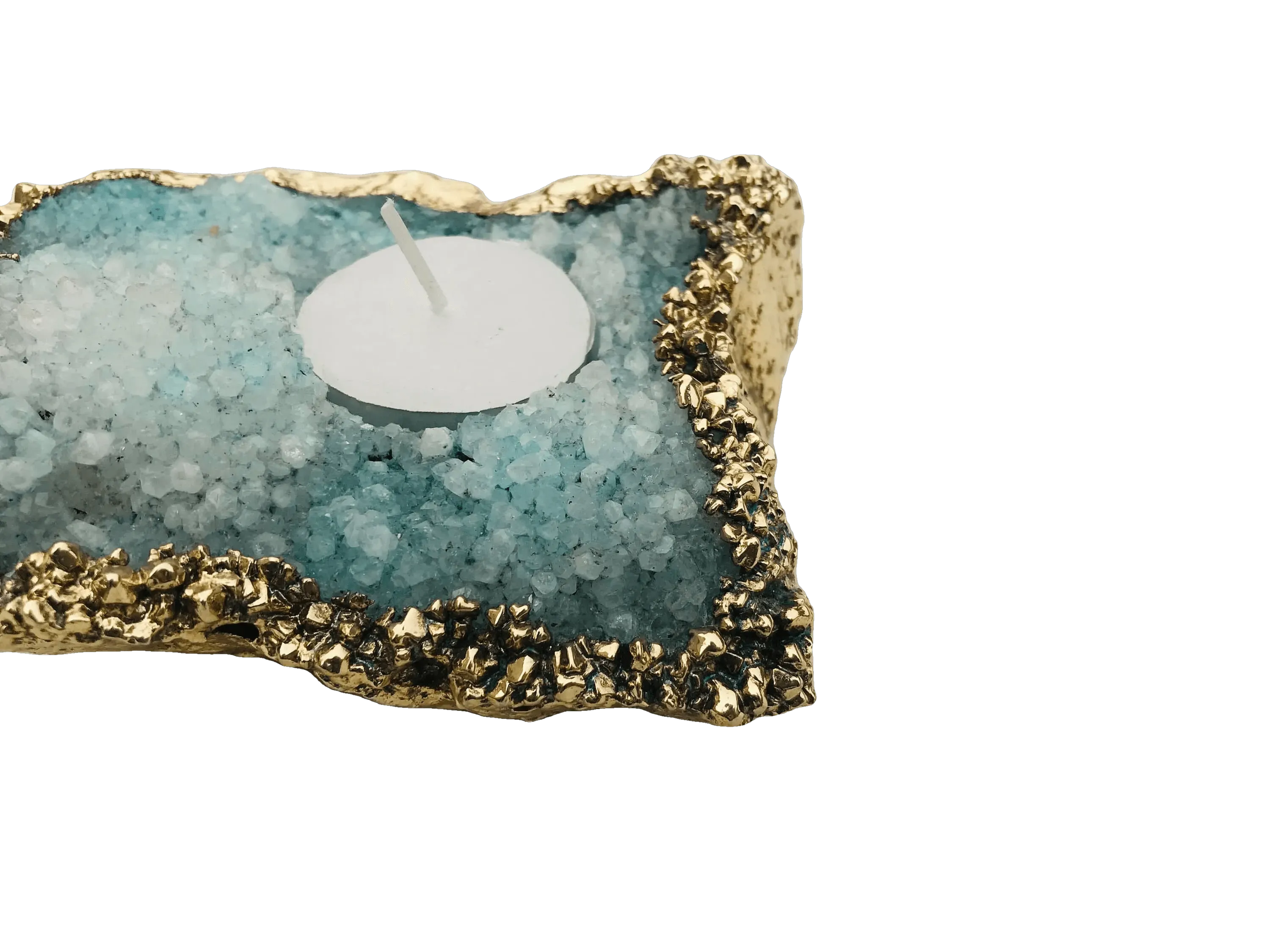 Aqua Agate Gemstone Taper Candle Holder