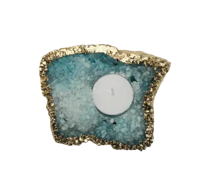 Aqua Agate Gemstone Taper Candle Holder