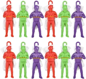 ArtCreativity Mini Paratroopers with Parachutes, Pack of 12, Vinyl Parachute Men Toy in Assorted Colors, Durable Plastic Army Guys Playset, Fun Parachute Party Favors for Boys and Girls