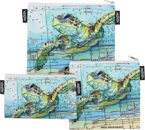 Artovida Artists Collective Reusable Lunch Baggies | Snack and Sandwich Bags with Zipper - Improved Dual Layer Design by Carly Mejeur (USA) Loggerhead Sea Turtle
