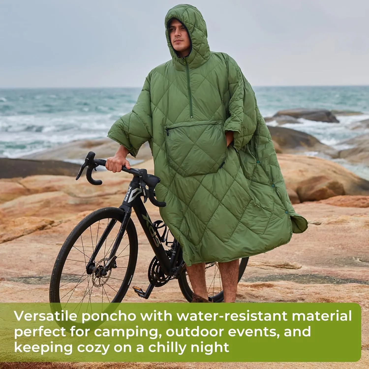 ATEPA Wearable Sleeping Bag, Recycled Stadium Blanket Packable Ultralight Warm Windproof Poncho Camping Outdoor Sports