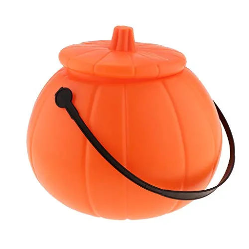 AtoA Halloween Pumpkin Bucket Candy Holder Jar with Handle Trick or Treat Supply