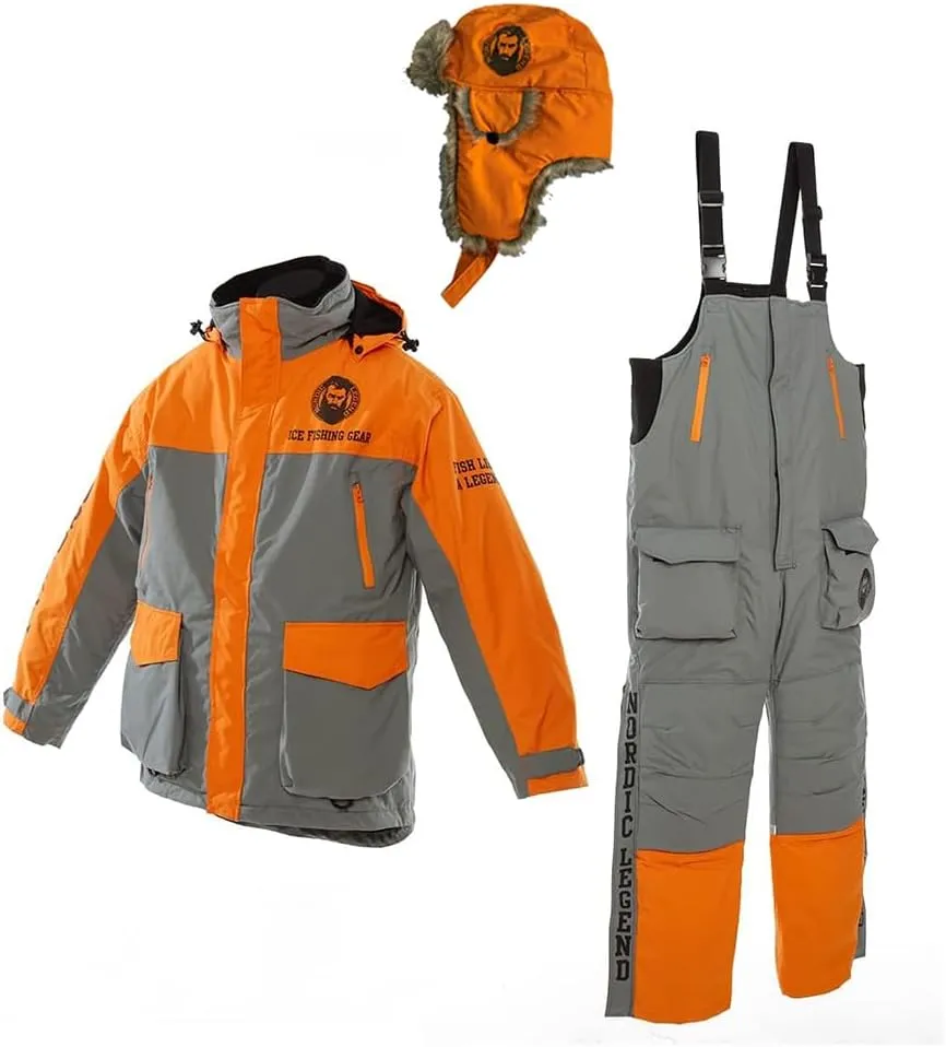 Aurora Series Ice Fishing Suit with Floatation, Insulated Waterproof Bibs and Jacket for Ice Fishing