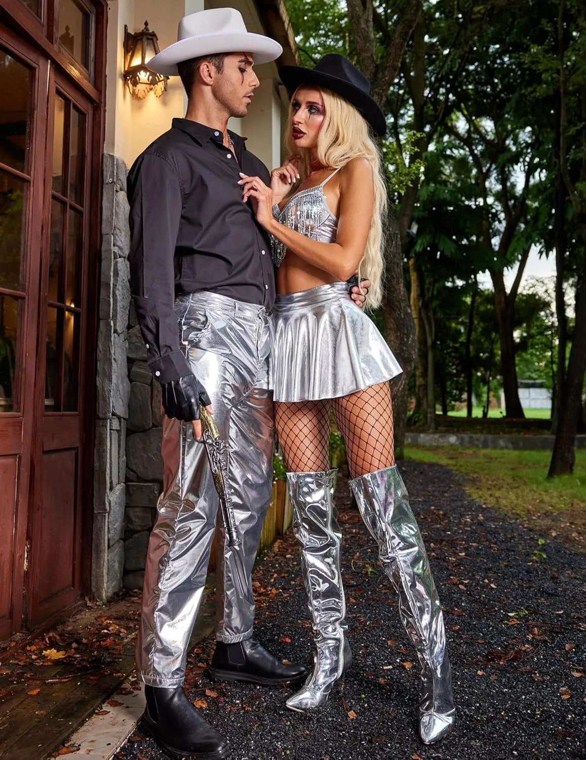 Avidlove Rave Outfits for Women Sequin Fringe Outfits Cosplay Lingerie 3pack Costume Set with Metallic Skirt