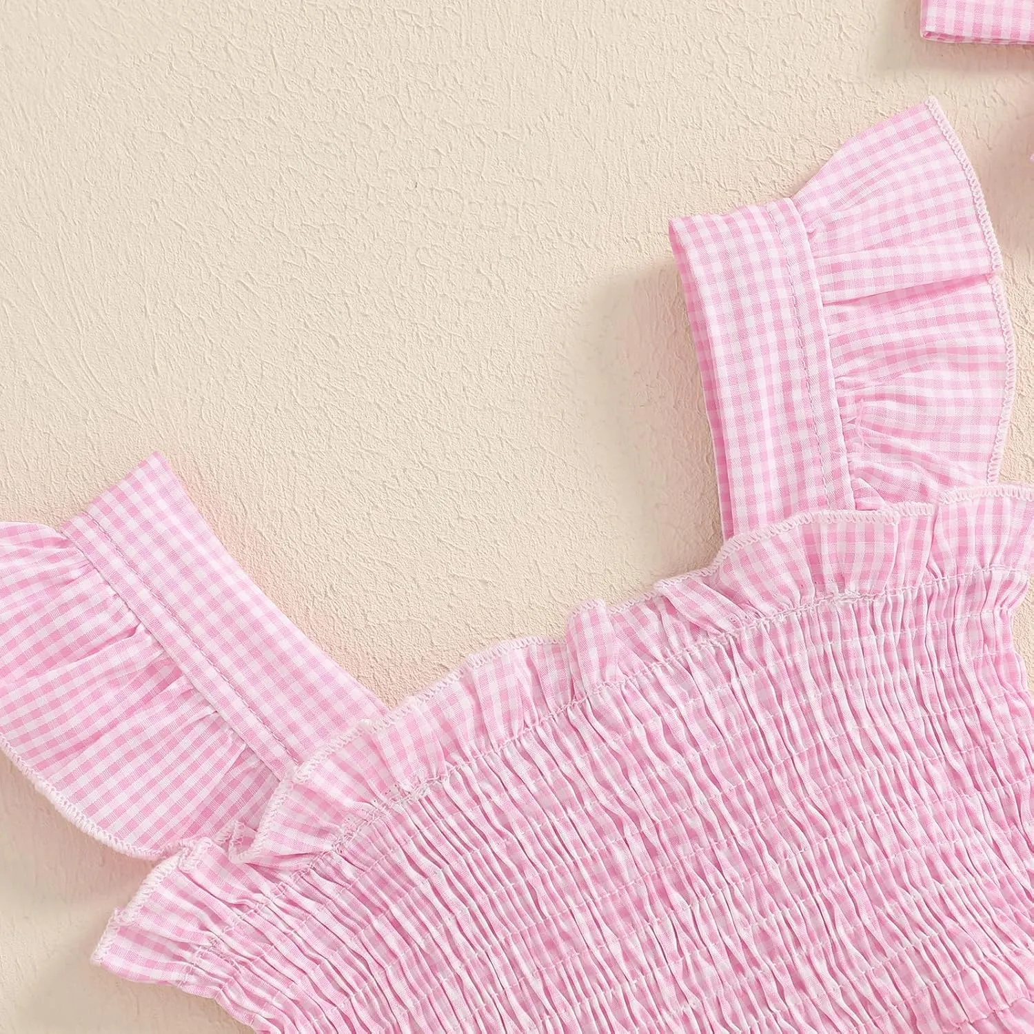 Baby Bodysuit Dress Girl Summer Dress Ruffle Fruit Clothes Shirred Smocked Infant Rompers Plaid Boho Dress Outfits
