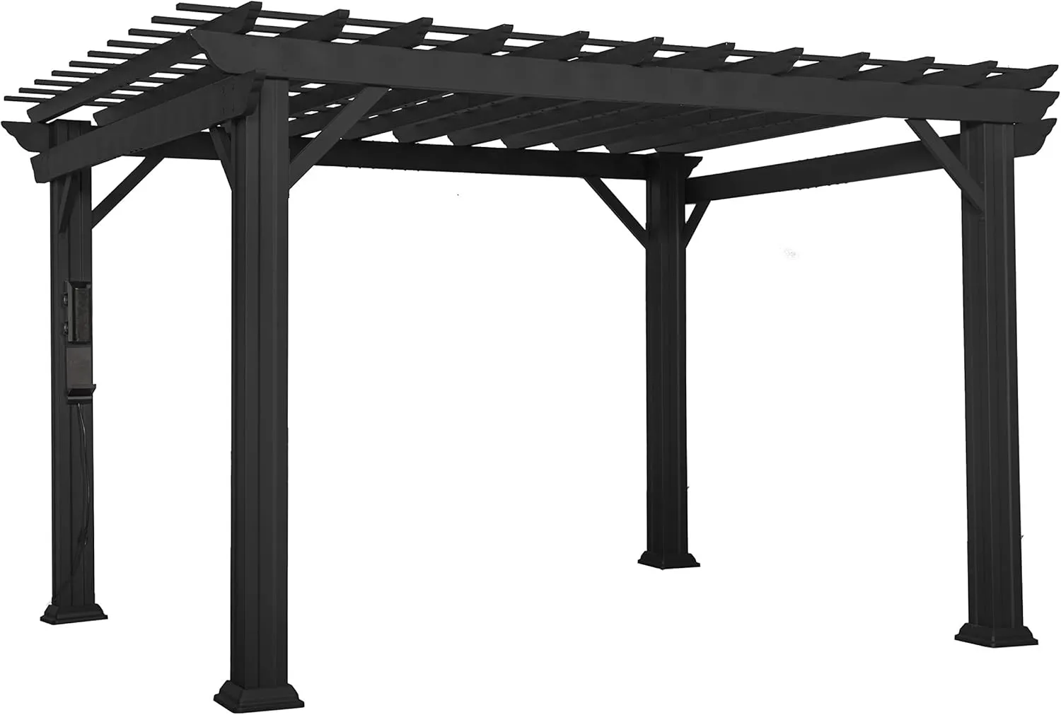 Backyard Discovery Stratford 12' x 10' Traditional Galvanized Steel Pergola Kit with Shade Sail Canopy, Powder-Coated Finish, All-Season Durability, High-Wind Rating for Outdoor Patio, Deck, Garden
