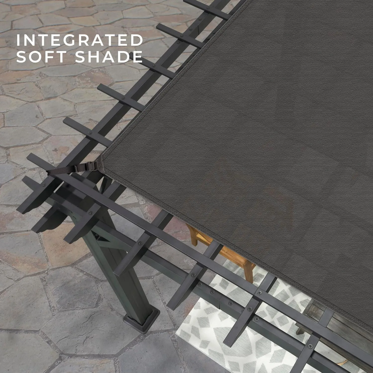 Backyard Discovery Stratford 12' x 10' Traditional Galvanized Steel Pergola Kit with Shade Sail Canopy, Powder-Coated Finish, All-Season Durability, High-Wind Rating for Outdoor Patio, Deck, Garden