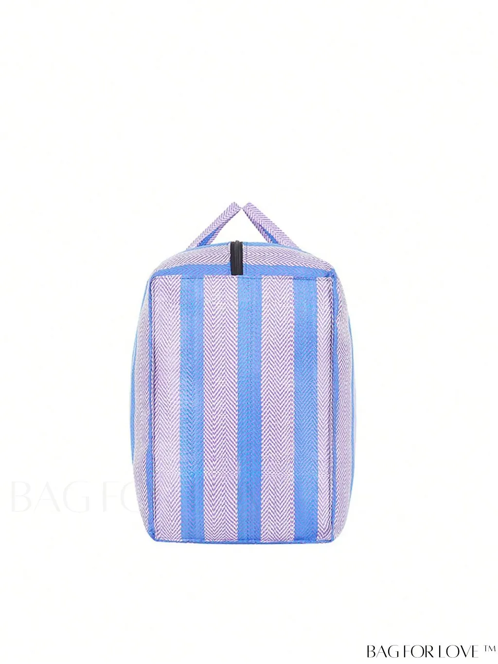 BagForLove - Large Waterproof Striped Cloth Storage Bag with Double Handles, Herringbone Detail & Zipper