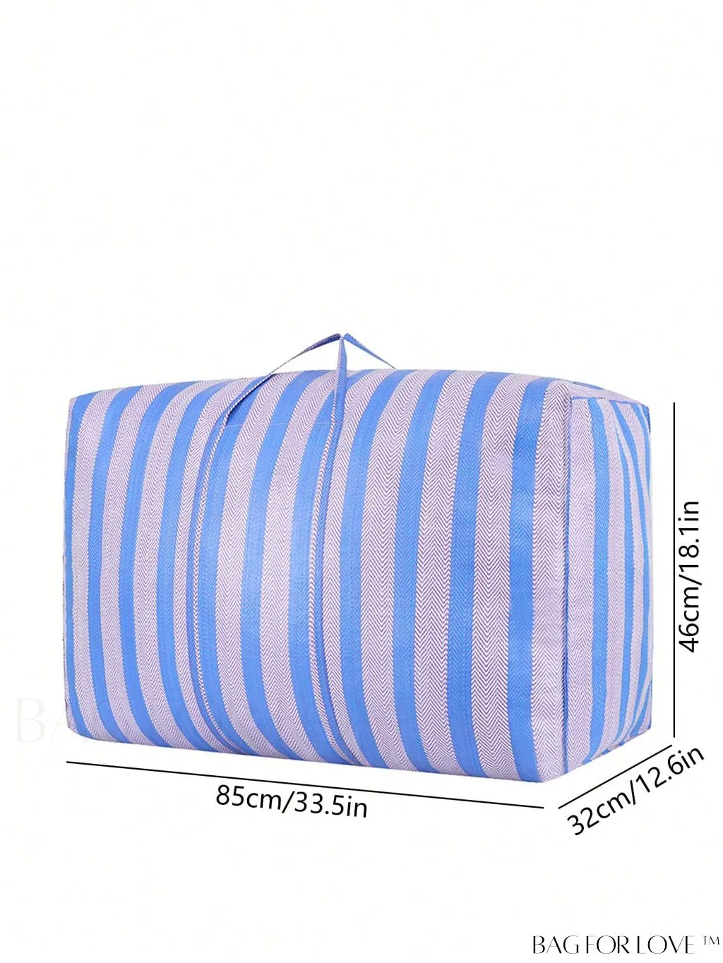 BagForLove - Large Waterproof Striped Cloth Storage Bag with Double Handles, Herringbone Detail & Zipper