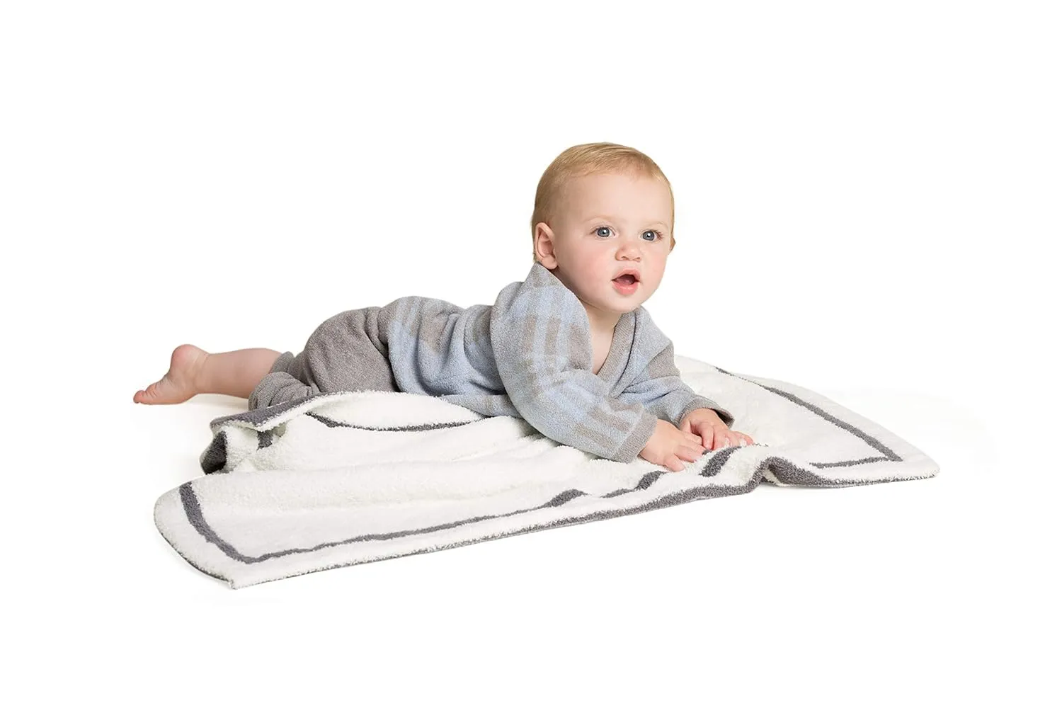 Barefoot Dreams CozyChic Ultra Lite Plaid Baby Bundle, 4 Pcs, Dove Gray, 12-18m
