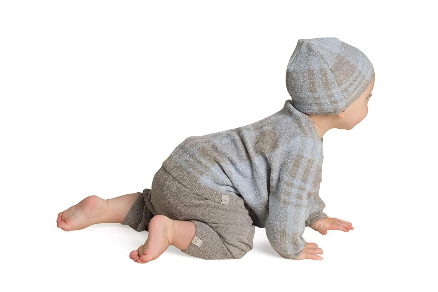 Barefoot Dreams CozyChic Ultra Lite Plaid Baby Bundle, 4 Pcs, Dove Gray, 12-18m