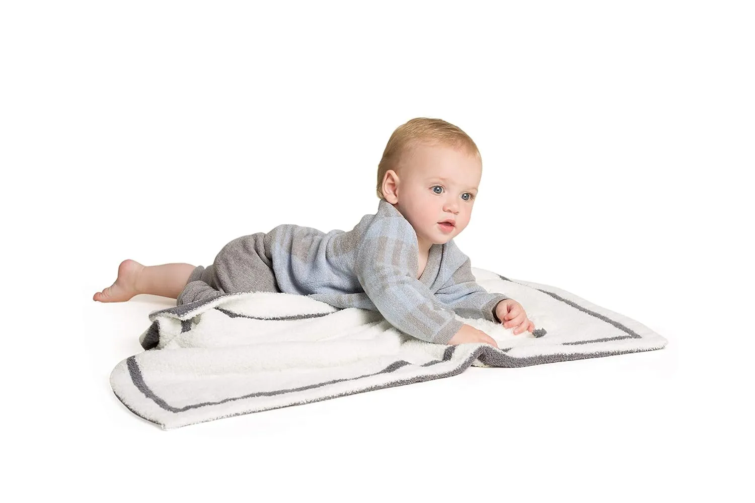 Barefoot Dreams CozyChic Ultra Lite Plaid Baby Bundle, 4 Pcs, Dove Gray, 12-18m