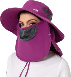 BASSDASH UPF 50  Breathable Sun Hat with Removable Face Cover and Neck Flap Wide Brim Bucket Hat for Fishing Hiking Men Women
