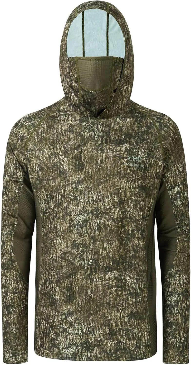 BASSDASH UPF 50  Men’s Hunting Shirts with Mask Long Sleeve Camo Fishing Hoodie