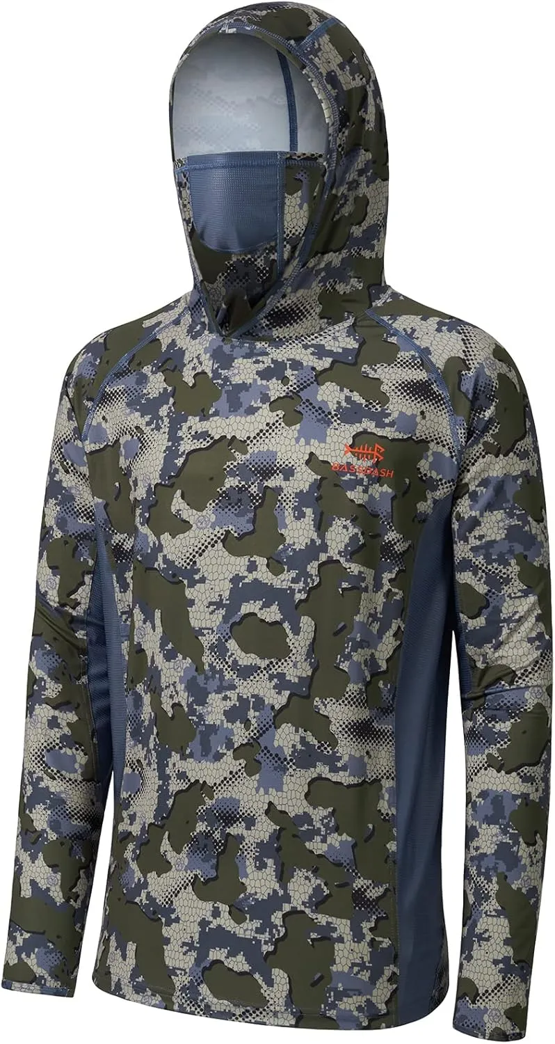 BASSDASH UPF 50  Men’s Hunting Shirts with Mask Long Sleeve Camo Fishing Hoodie
