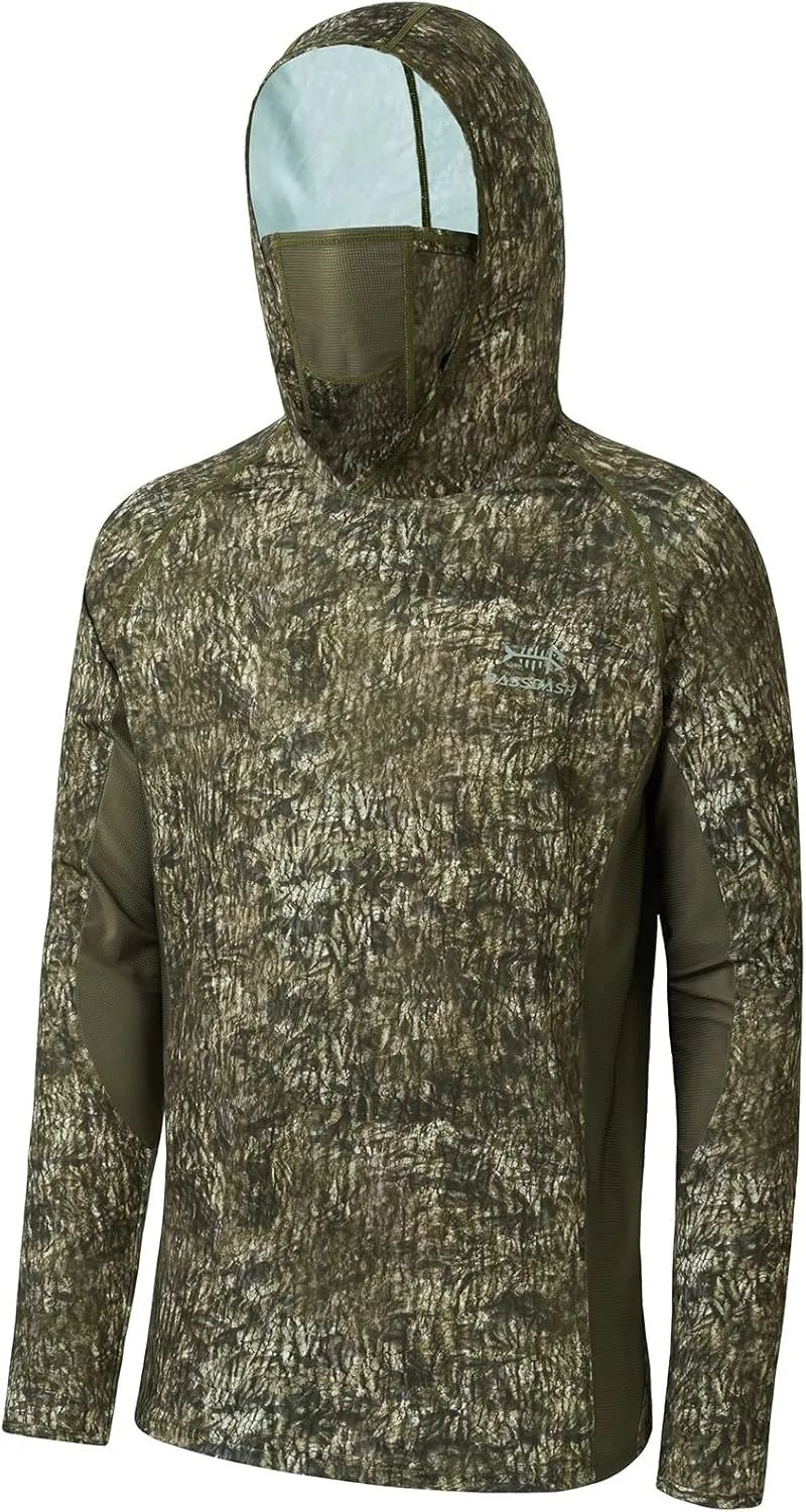 BASSDASH UPF 50  Men’s Hunting Shirts with Mask Long Sleeve Camo Fishing Hoodie