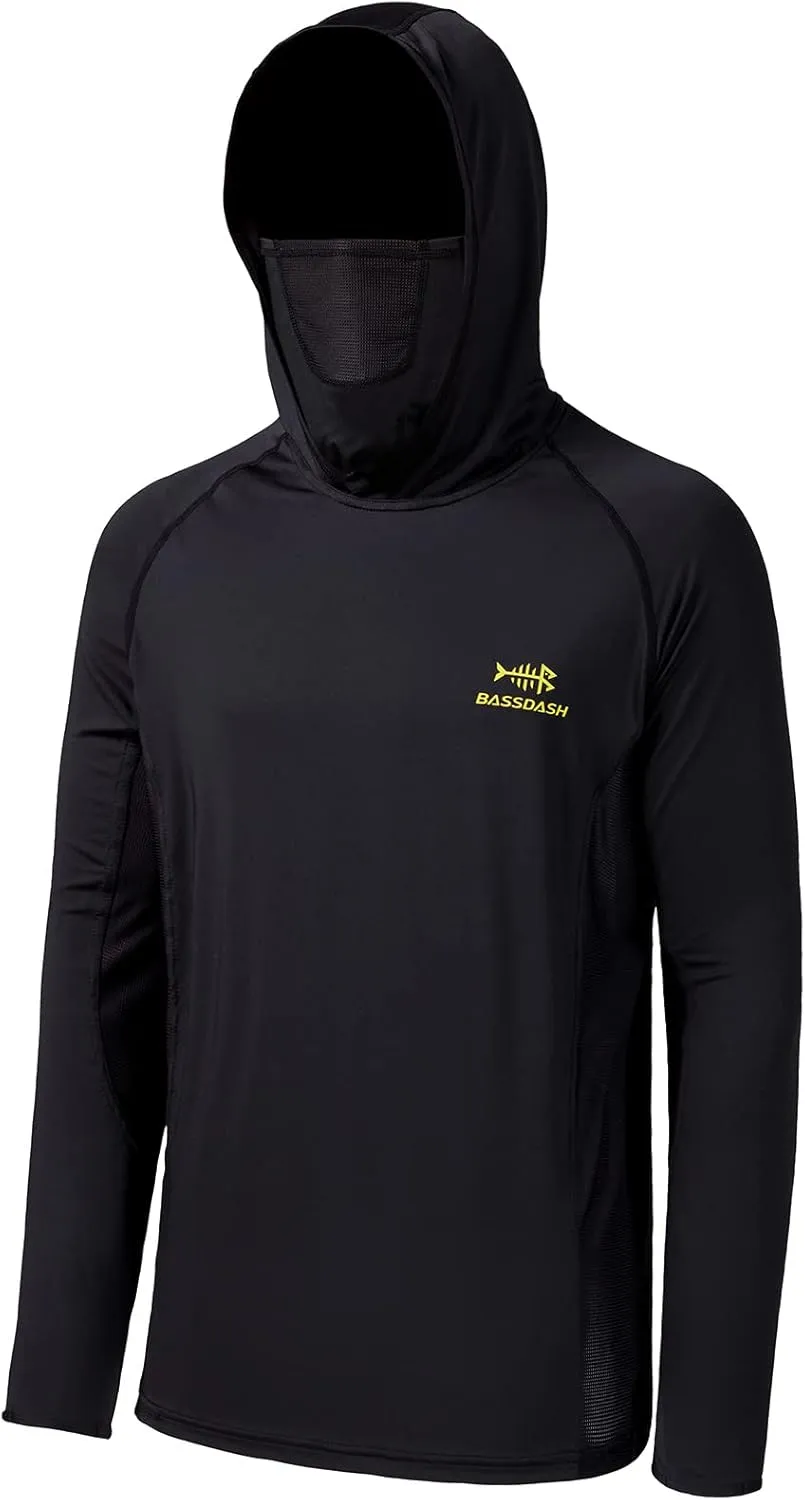 BASSDASH UPF 50  Men’s Long Sleeve Fishing Shirt with Mask UV Neck Gaiter Hoodie