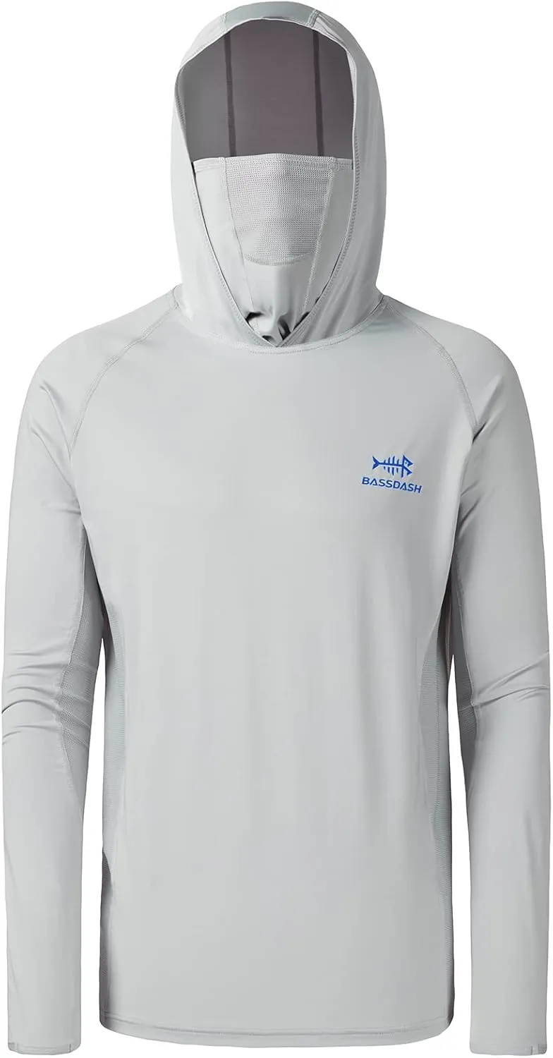 BASSDASH UPF 50  Men’s Long Sleeve Fishing Shirt with Mask UV Neck Gaiter Hoodie