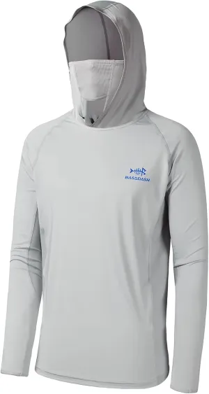 BASSDASH UPF 50  Men’s Long Sleeve Fishing Shirt with Mask UV Neck Gaiter Hoodie