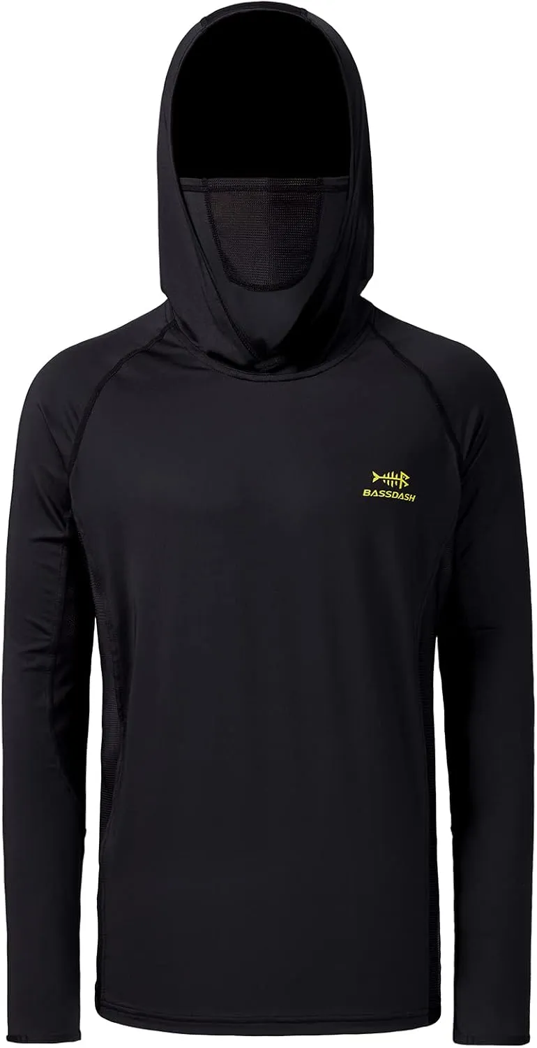 BASSDASH UPF 50  Men’s Long Sleeve Fishing Shirt with Mask UV Neck Gaiter Hoodie