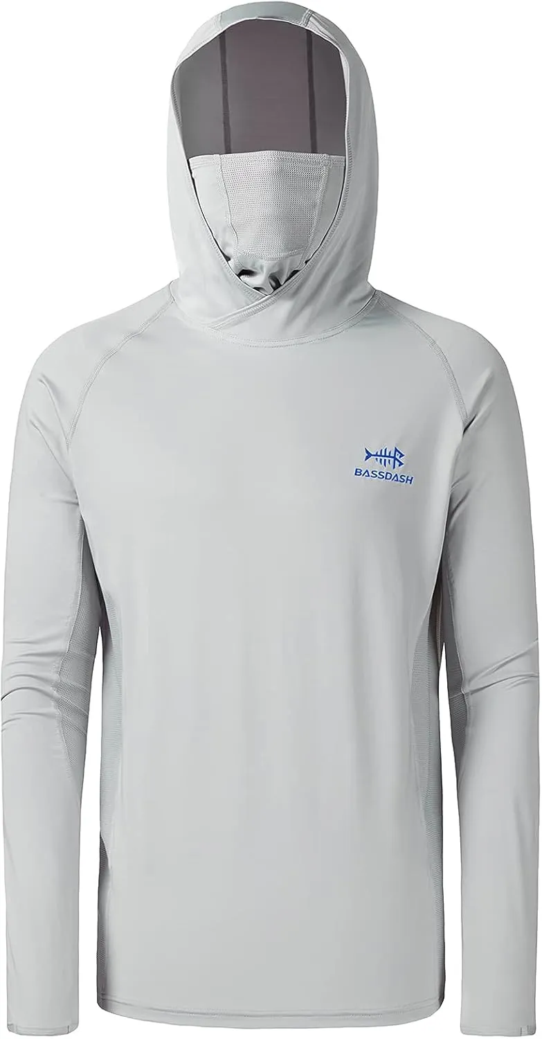 BASSDASH UPF 50  Men’s Long Sleeve Fishing Shirt with Mask UV Neck Gaiter Hoodie